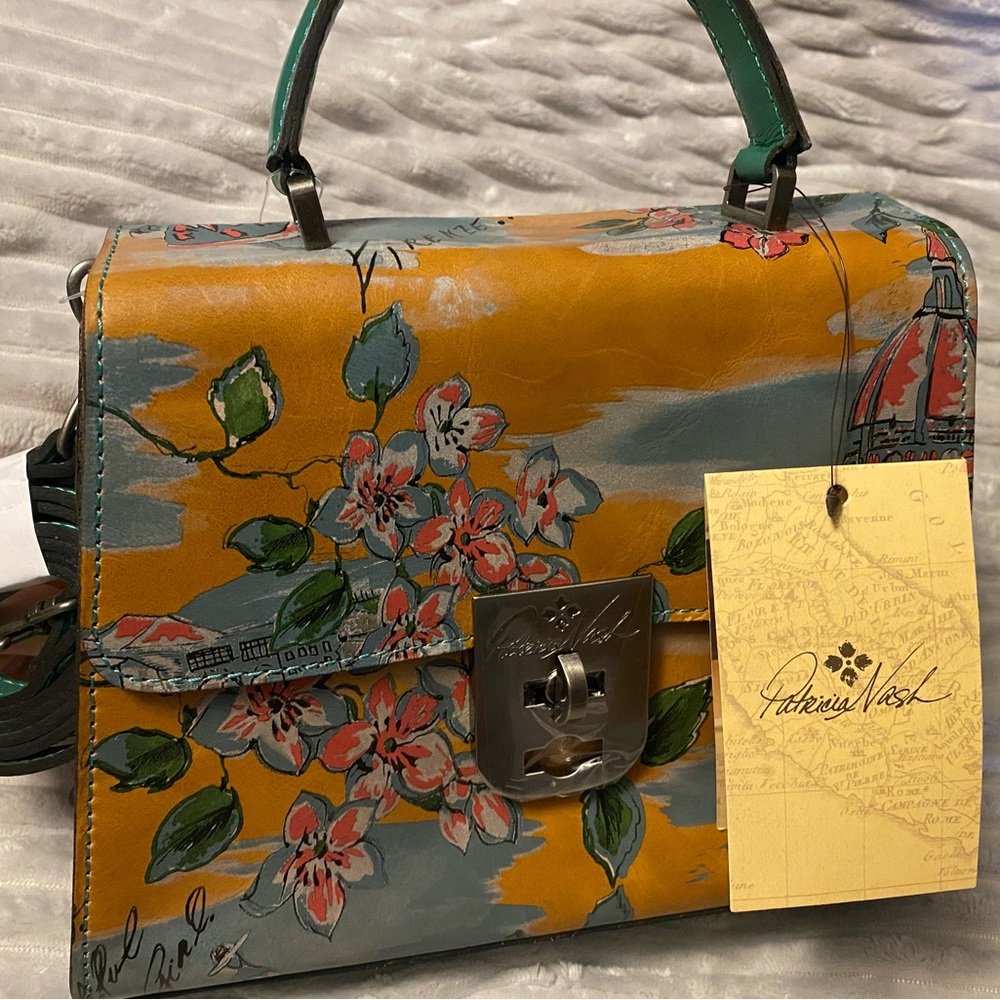 Patricia Nash Leather Satchel with Floral Design